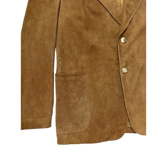 Vintage Cortefiel Spain Suede Leather Blazer Jacket Tan Brown Size 46 US Large - Picture 4 of 16